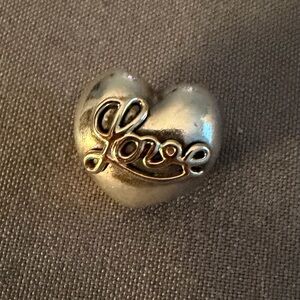 Pandora Vintage 14K & Silver Love Puffed Heart Of Love Clip Charm